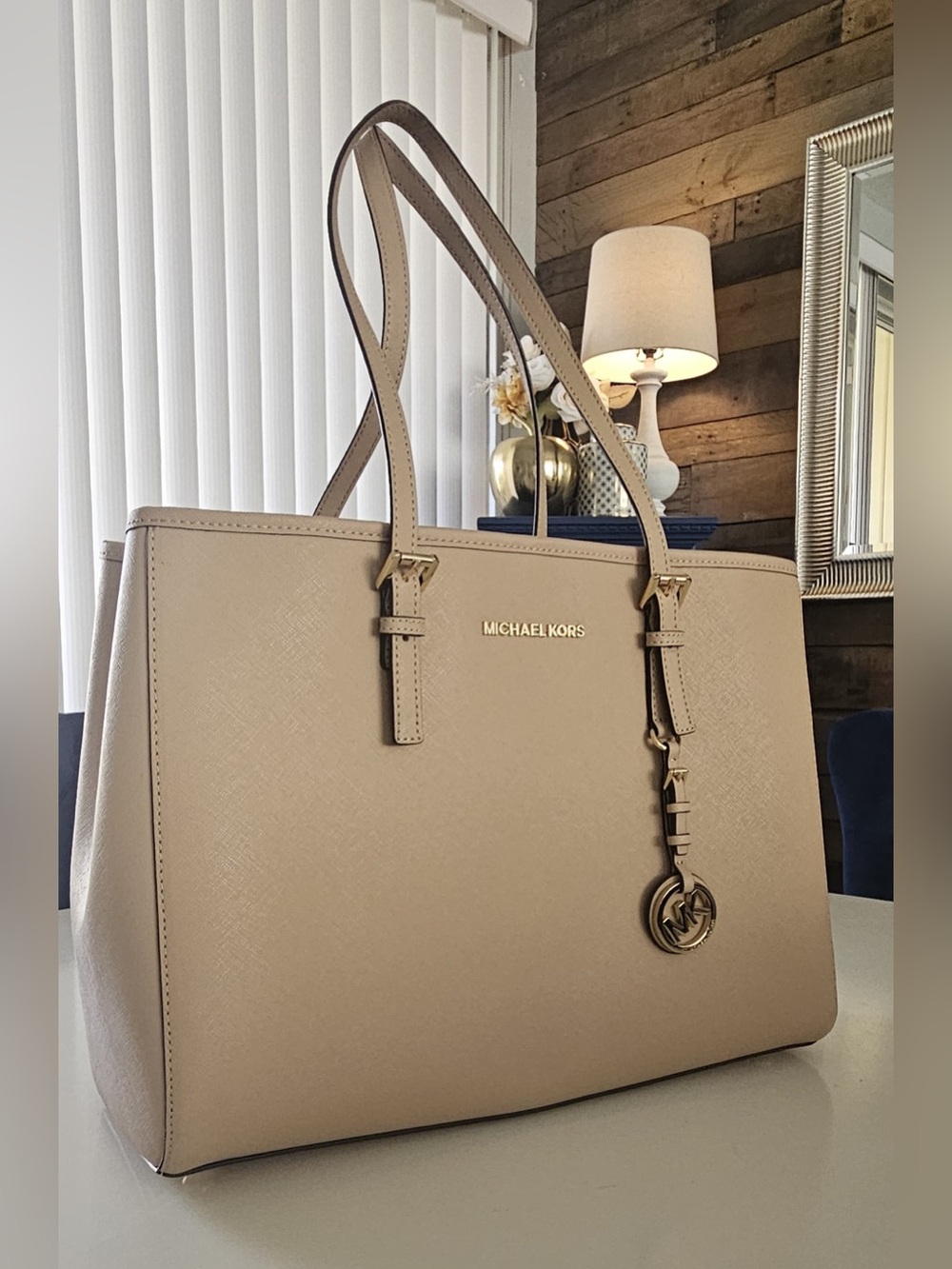 Michael Kors Taupe Saffiano Tote bag with Gold Hardware
